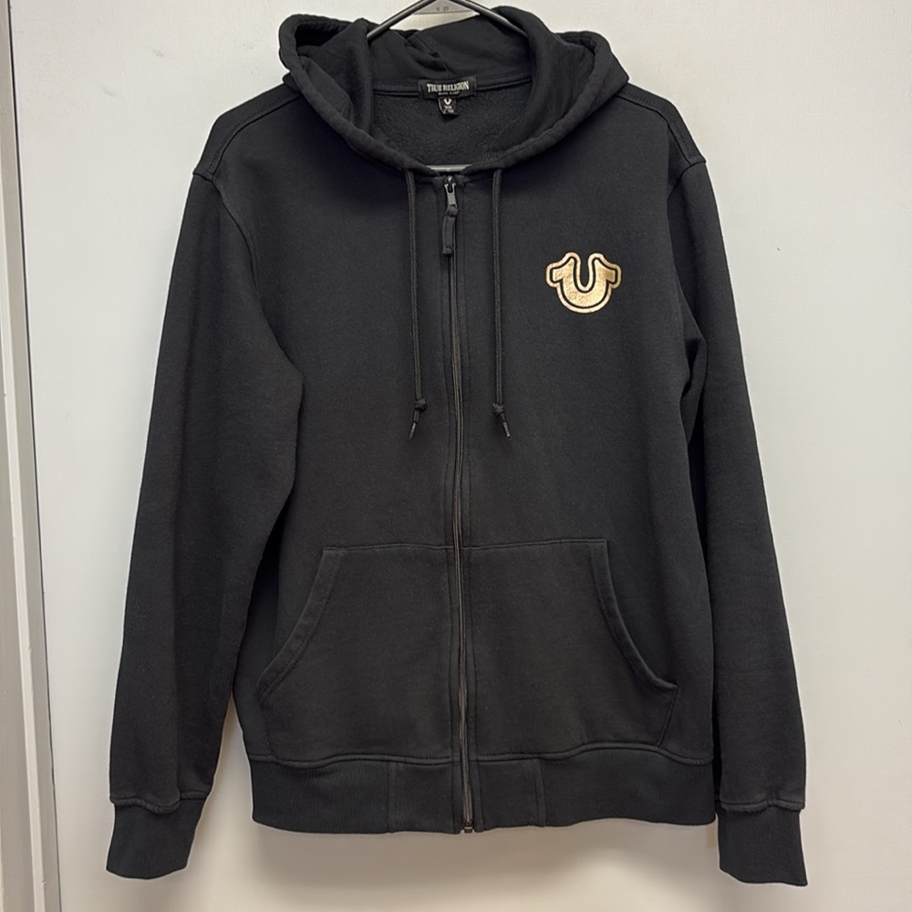 SOLD IN STORE True Religion Metallic Buddha Logo Full Zip Hoodie Size Medium - Picture 3 of 11